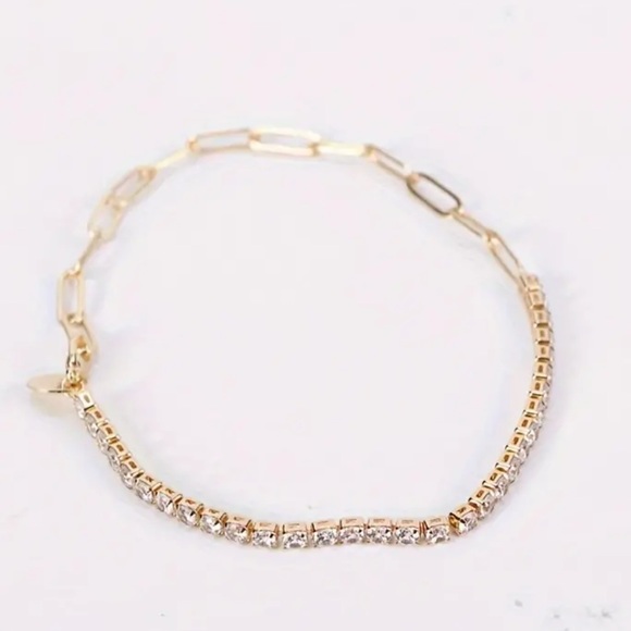 NWOT Paperclip Chain Tennis Bracelet - Picture 2 of 4